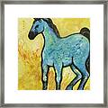 Abstract Blue Horse Framed Print