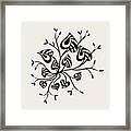 Abstract Floral With Pointy Leaves In Black And White Framed Print