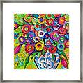 Abstract Flowers Of Happiness Impressionist Impasto Palette Knife Oil Painting By Ana Maria Edulescu Framed Print