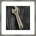 Adjustable Wrench Over Black And White Wood 72 Framed Print