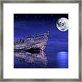 Adrift In The Moonlight - Old Fishing Boat Framed Print
