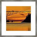 Afterglow With Tugboat And Truck Framed Print