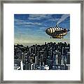Airship Over Future City Framed Print