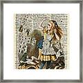 Alice In The Wonderland On A Vintage Dictionary Book Page Framed Print