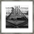 Aligned Pyramids At The Louvre Framed Print