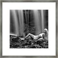 Ally Laying Down In Front Of Waterfall Framed Print