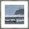 Alone With The Wave Framed Print