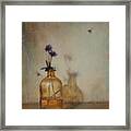 Amber Bottle And Bees Framed Print