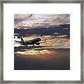 American Aircraft Landing At The Twilight. Miami. Fl. Usa Framed Print