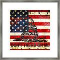American Flag And Viper On Rusted Metal Door - Don't Tread On Me Framed Print