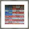 American Flag Made From Car Tags At Red Oak Ii Carthage Missouri Framed Print