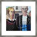 American Gothic After Grant Wood In Six Styles Framed Print