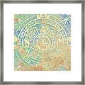 Ancient Mayan Calendar, Abstract Color Background. Framed Print