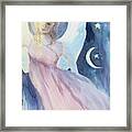 Angel With Moon And Stars Framed Print