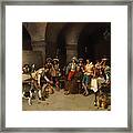 Animal Trainer With Monkeys And Dogs Framed Print