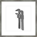 Antique Adjustable Wrench Front In Black And White Framed Print