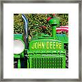 Antique John Deere Tractor With American Flags Framed Print