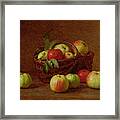 Apples In A Basket And On A Table Framed Print