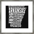Arkansas Black And White Map Framed Print