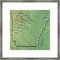 Arkansas State Usa 3d Render Topographic Map Border Framed Print