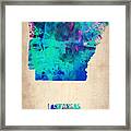 Arkansas Watercolor Map Framed Print