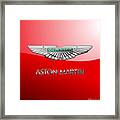 Aston Martin - 3 D Badge On Red Framed Print