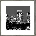 Atlanta Skyline At Night Downtown Midtown Black And White Bw Panorama Framed Print
