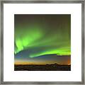 Aurora Above Keflavik In Iceland. Framed Print