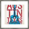 Austin Poster - Texas - Live Music Framed Print
