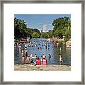 Austinites Love To Lounge In The Refreshing Waters Of Barton Spr Framed Print