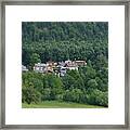 Austrian Houses Tucked In Hillside Framed Print