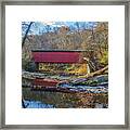 Autumn Along The Wissahickon Creek -thomas Mill Covered Bridge Framed Print