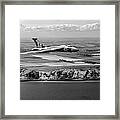 Avro Vulcan Over The White Cliffs Of Dover Black And White Versi Framed Print