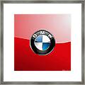 B M W Badge On Red Framed Print