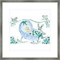 Baby Boy With Bunny And Birds Framed Print