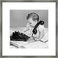 Baby With Phonebook And Phone, 1960s Framed Print