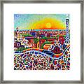 Barcelona Sunrise Colors From Park Guell Modern Impressionism Knife Oil Painting Ana Maria Edulescu Framed Print