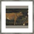Barn Interior With A Milkmaid And Cattle Framed Print