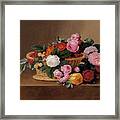 Basket Of Roses Framed Print