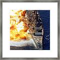 Battleship Uss Iowa Firing Its Mark 7 Framed Print