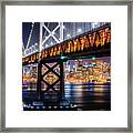 Bay Bridge And San Francisco By Night 11 Framed Print