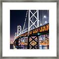 Bay Bridge And San Francisco By Night 12 Framed Print