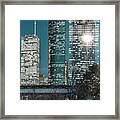 Bayou City In Midnight Blue - Houston Vertical Skyline Framed Print