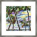 Beach And Palms Tropical Watercolor Painting Framed Print