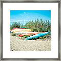 Beached Kayaks Framed Print