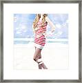 Beautiful Beach Woman Enjoying Summer Framed Print