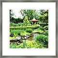Beautiful Garden With Pagoda Framed Print