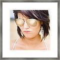 Beautiful Sexy Woman In Summer Sunglasses Framed Print