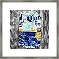 Beer Can Extra Blue Crushed On Bw Plywood 81 Framed Print