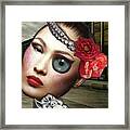 Mixed Media Collage Bejeweled Pigeon Lady Framed Print